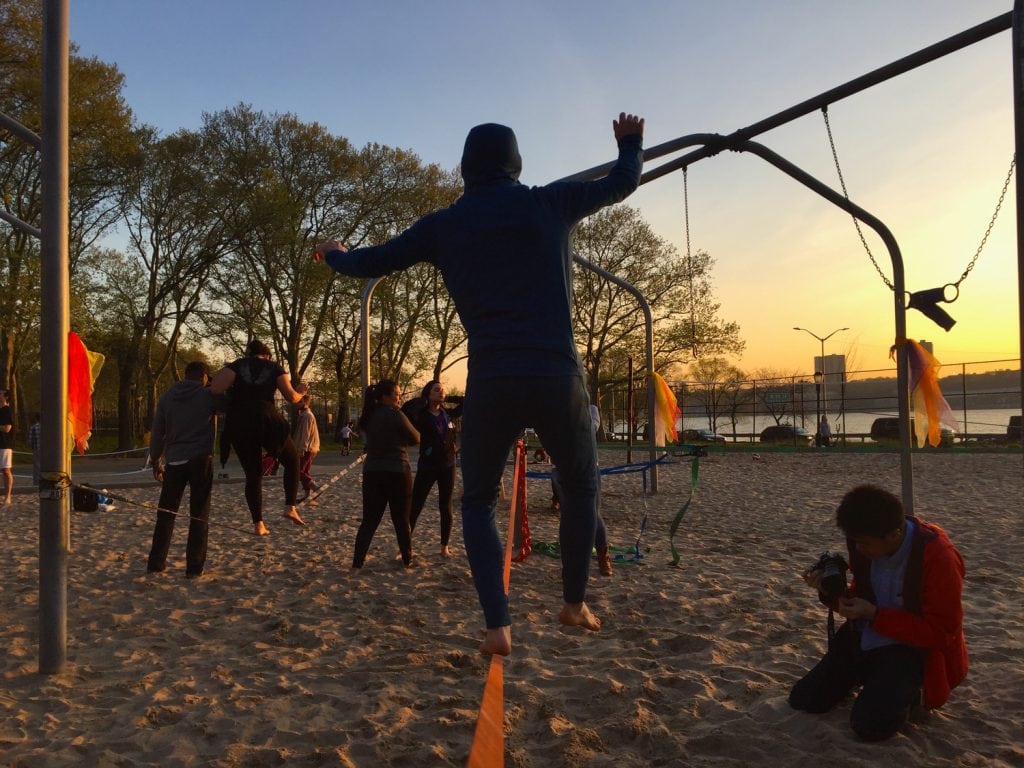 Slacklining with the setting sun - what could be better?