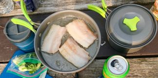 Cooking Pork in a camping pot