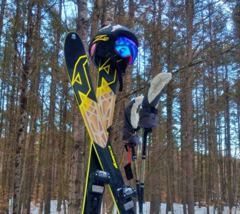 Backcountry Skis and a helmet