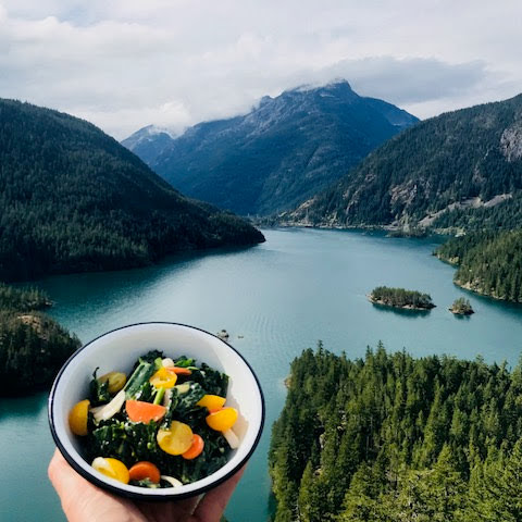 Vegetables with mountain background