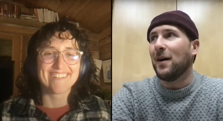 Photo of two people on a webinar