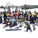 Group snowboarding